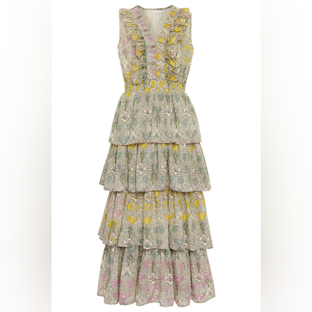Tuckernuck Anna Cate Charlotte Maxi Dress- Sunrise Print, Size Xs